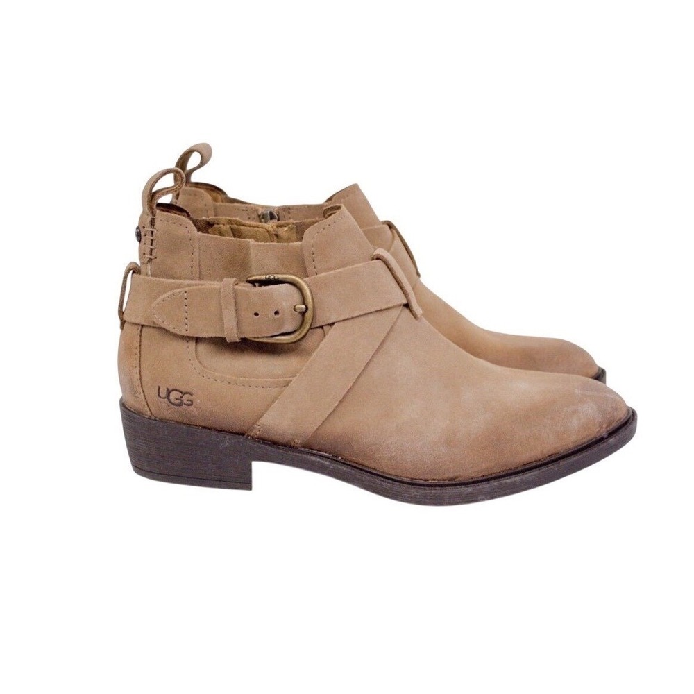 UGG Australia‎ Ankle Boots Light Brown Suede Leather Booties Women's Sz 9.5